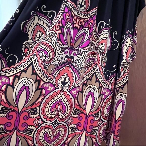 Signature Robbie Bee Woman’s Small Blouson Black And Paisley Print  Dress - Picture 4 of 6